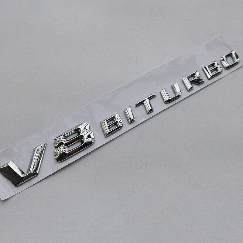 3D Font Letters Emblem Badge for Mercedes Benz AMG C63 E300L V8 V12 BITURBO Fender Supercharge Turbo Sticker - larahd