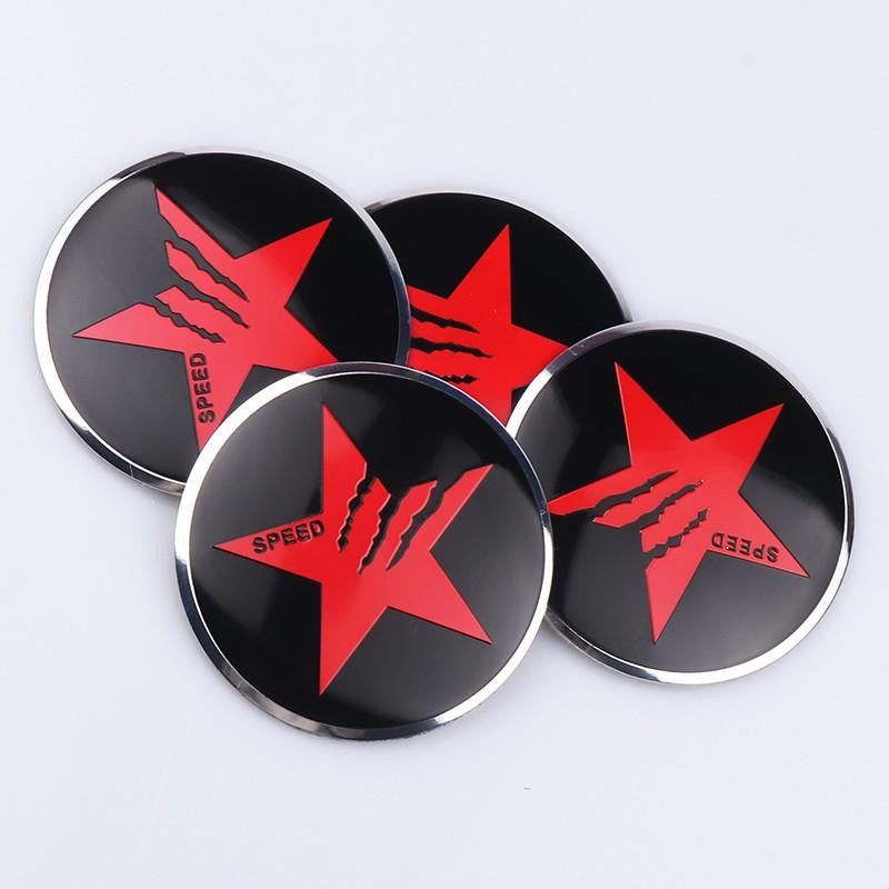 4pcs 56mm Pentagram Logo Car Wheel Center Stickers Hub Cap Emblem Cover For Ford - larahd