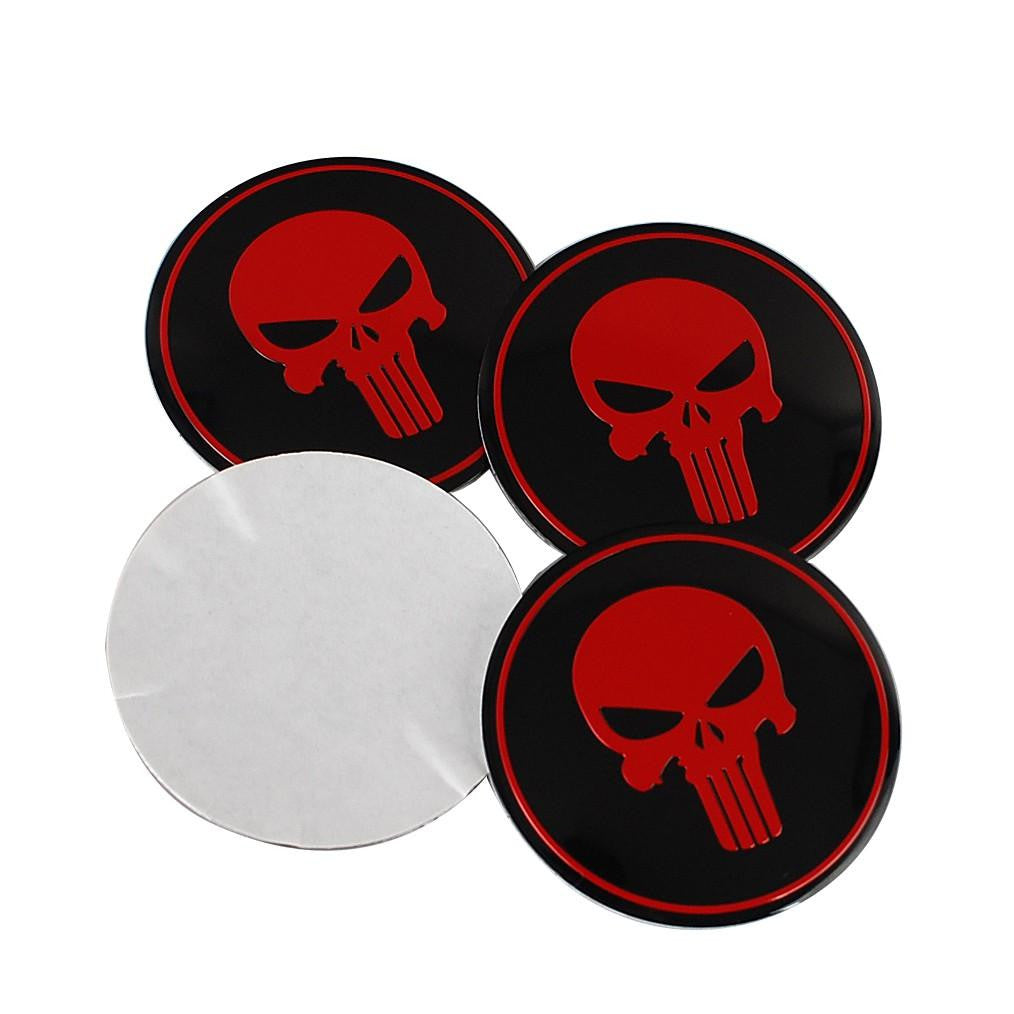 4PCS 56mm Punisher Skull Car Wheel Center Hub Cap Sticker Auto Tire Emblem Badge Decal - larahd