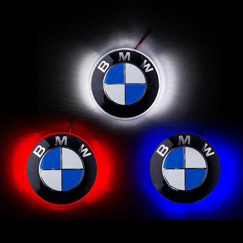 1 pcs 82mm Badge Background LED Light Emblem Logo sticker For BMW 3 4 5 6 7 X M Z Series - larahd