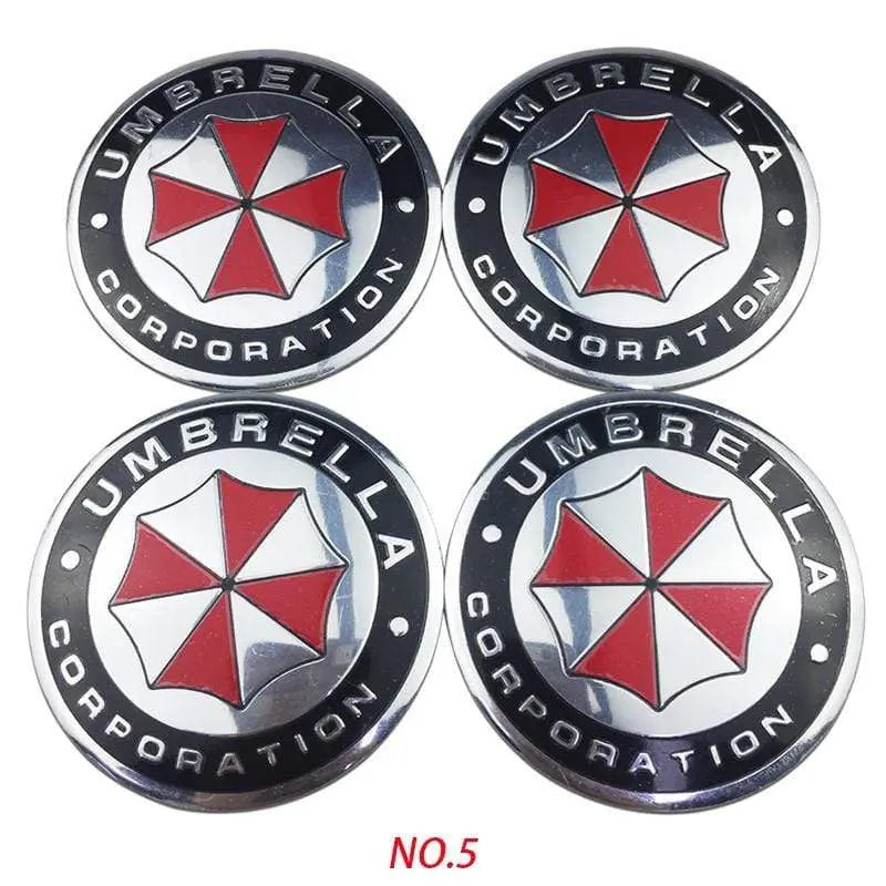 4PCS 56mm Biochemical Crisis Umbrella Car Wheel Center Hub Cap Sticker Auto Tire Emblem Badge Decal - larahd