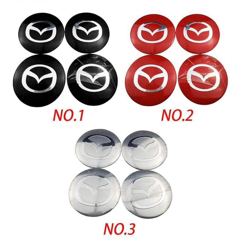 4PCS 56mm MS Mazda Speed Car Wheel Center Hub Cap Sticker Auto Tire Emblem Badge Decal-Realmancar