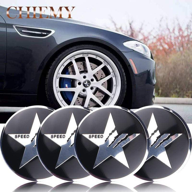 4pcs 56mm Pentagram Logo Car Wheel Center Stickers Hub Cap Emblem Cover For Ford - larahd