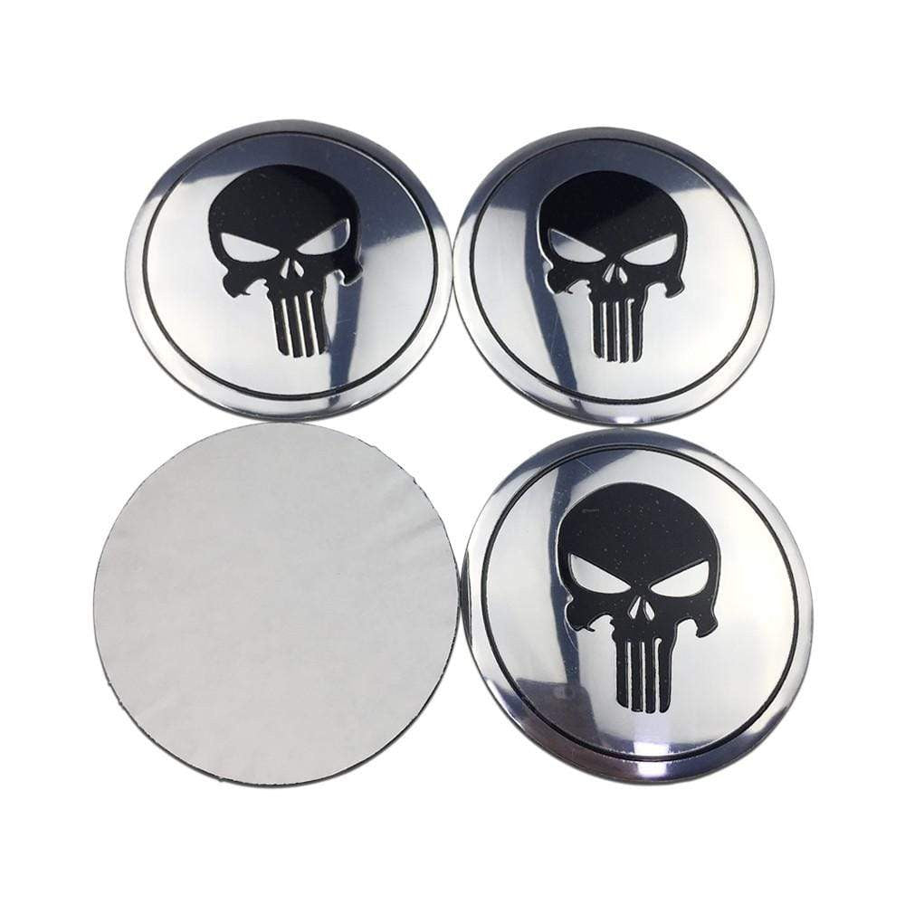 4PCS 56mm Punisher Skull Car Wheel Center Hub Cap Sticker Auto Tire Emblem Badge Decal - larahd