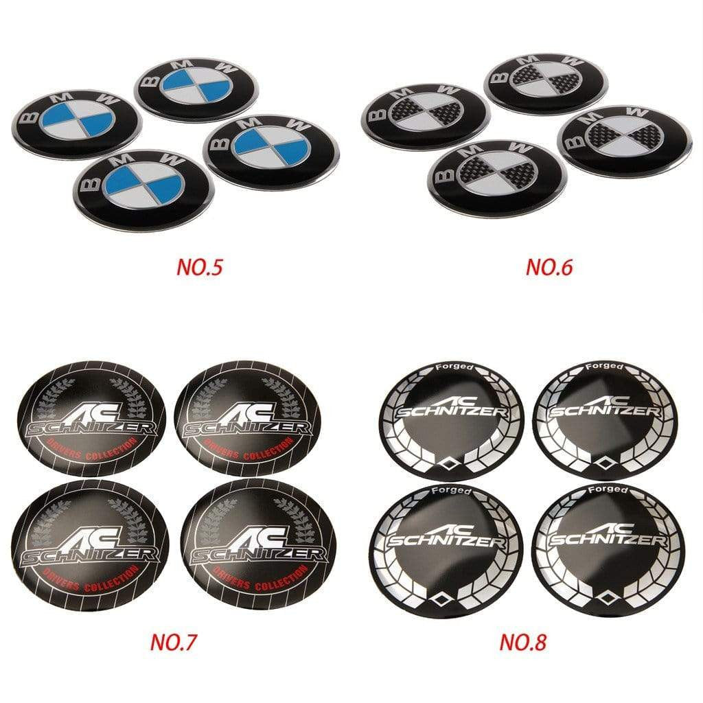 4pcs 56mm Car Rim Wheel Center Hub caps Resin Badge wheel Decal Sticker for BMW - larahd