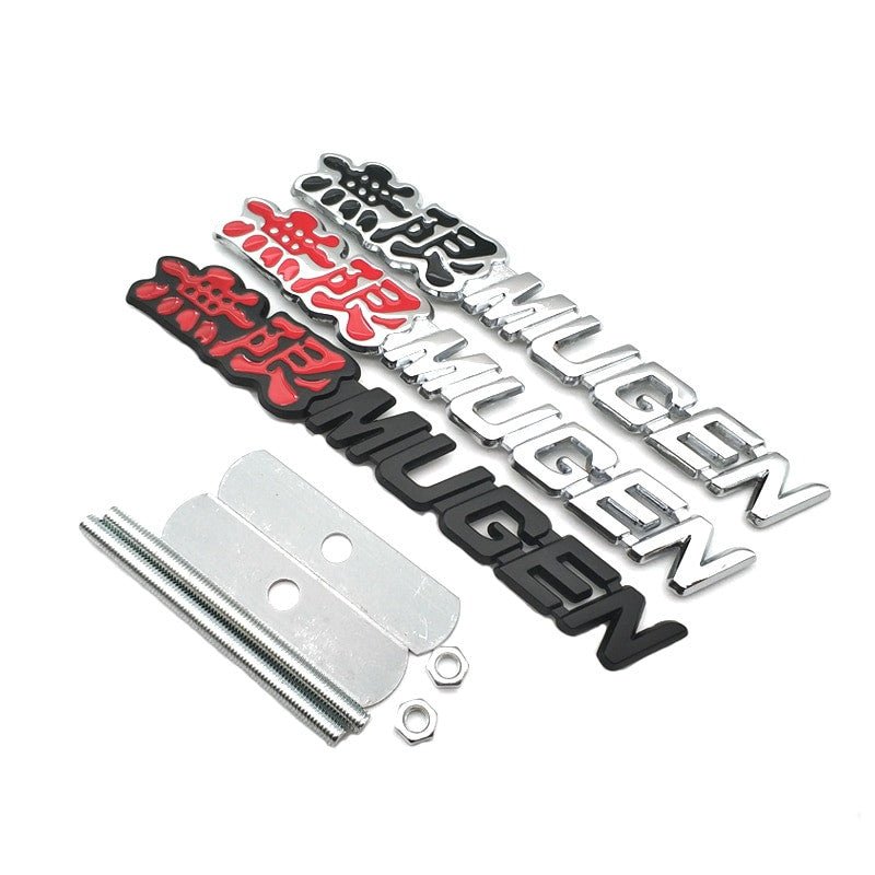 MUGEN Logo Front Grille Emblem Chrome Metal Racing Sport Grill Badge - larahd