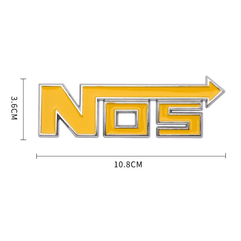 Metal NOS Nitrous Oxide Systems Vintage Car Grill Emblem Badge Decal Sticker - larahd