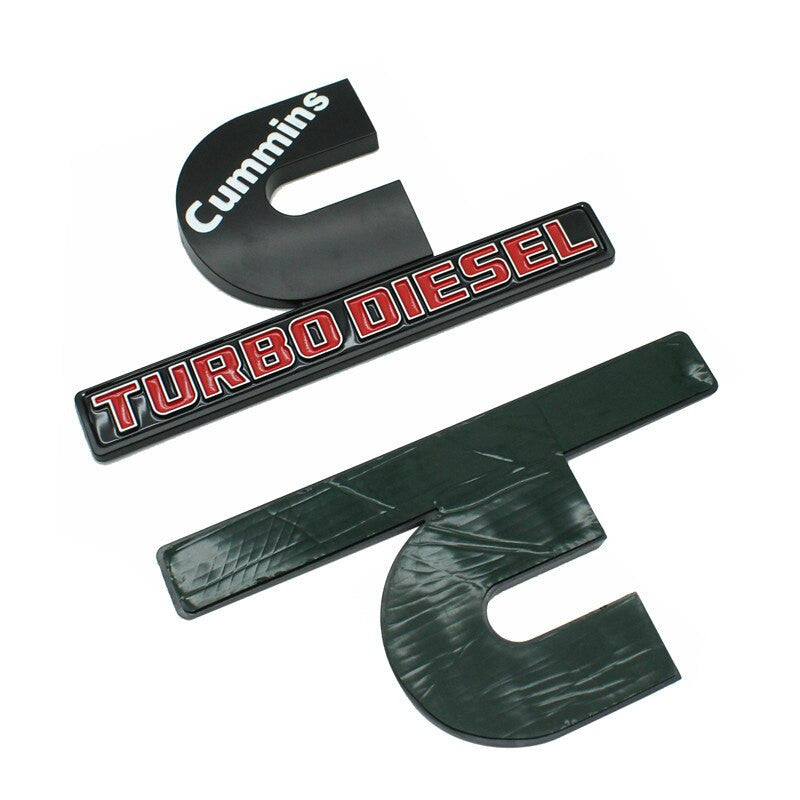 2PCS Metal Cummins Turbo Diesel Fender Emblems Badges Sticker For MOPAR Dodge RAM 3500 2500 - larahd