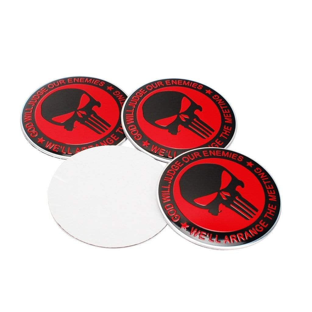 4PCS 56mm Punisher Skull Car Wheel Center Hub Cap Sticker Auto Tire Emblem Badge Decal - larahd