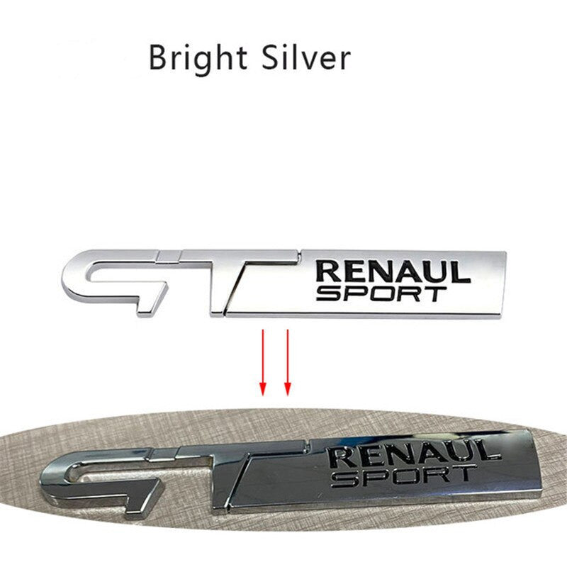 Metal GT Renaul Sport Badge rear Emblem tail sticker For Peugeot Kia - larahd