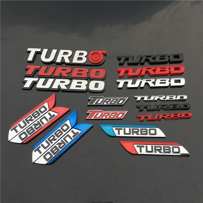 TURBO Emblem Chrome Metal Zinc Fender Trunk 3D Sticker for Cruze Geely BMW Benz Audi VW - larahd