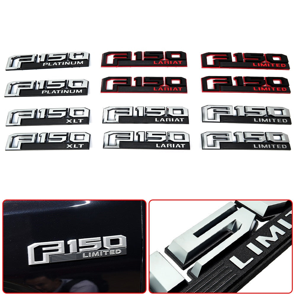 2pcs Ford F150 F150 LARIAT LIMITED PLATINUM XLT Fender Emblems Drivers Side Rear Sticker - larahd