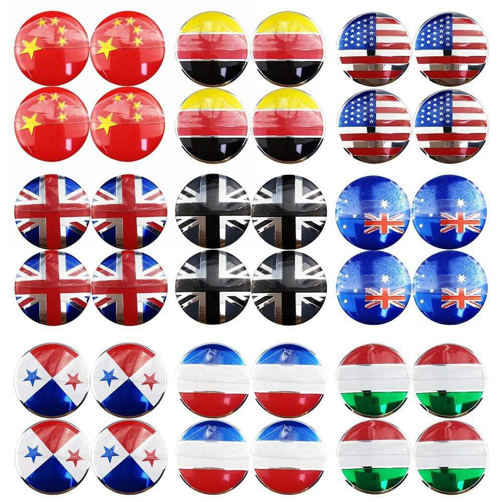 4PCS 56mm Germany America Italy National Flag Car Wheel Center Hub Cap Sticker Auto Tire Emblem Badge Decal-Realmancar