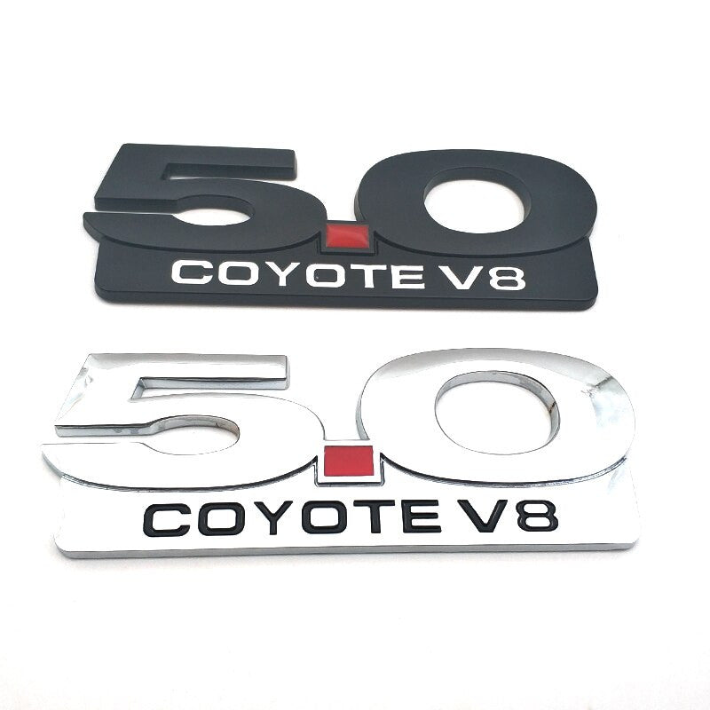 3D Metal Chrome 5.0 COYOTE V8  Badge Sport Car Trunk Emblem Sticker Decal