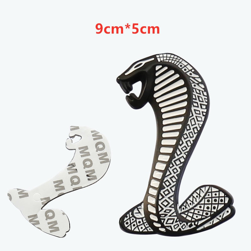 1pcs Metal Snake Cobra Badge Front Grille Emblem Rear Trunk Decal Sticker for Mustang - larahd