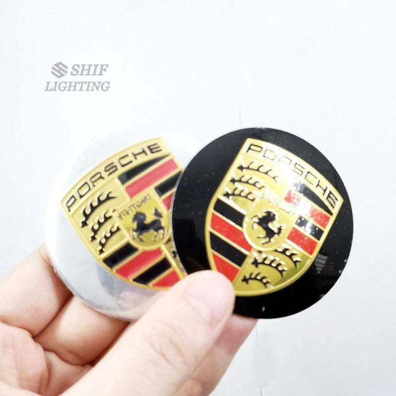 4 X 56mm PORSCHE HORSE Logo Car Auto Decorative Wheel Hub Center Caps Covers Emblem Sticker Decal Badge