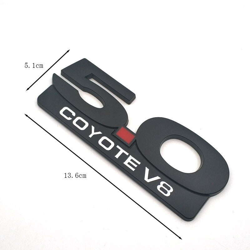 3D Metal Chrome 5.0 COYOTE V8  Badge Sport Car Trunk Emblem Sticker Decal