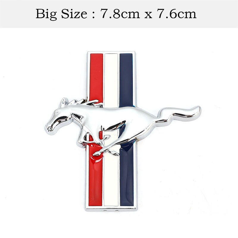 2PCS Left Right 3D Emblem Auto Sticker Running Horse For Ford Mustang - larahd