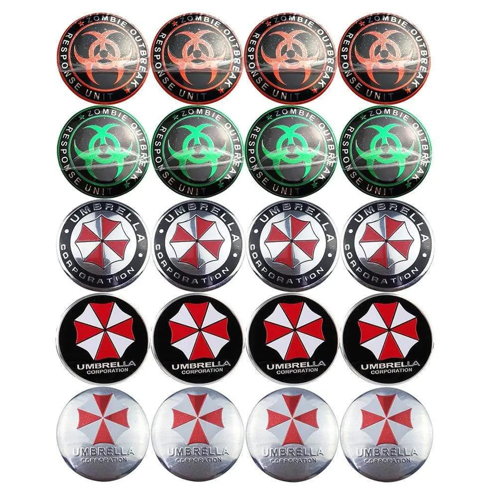 4PCS 56mm Biochemical Crisis Umbrella Car Wheel Center Hub Cap Sticker Auto Tire Emblem Badge Decal - larahd