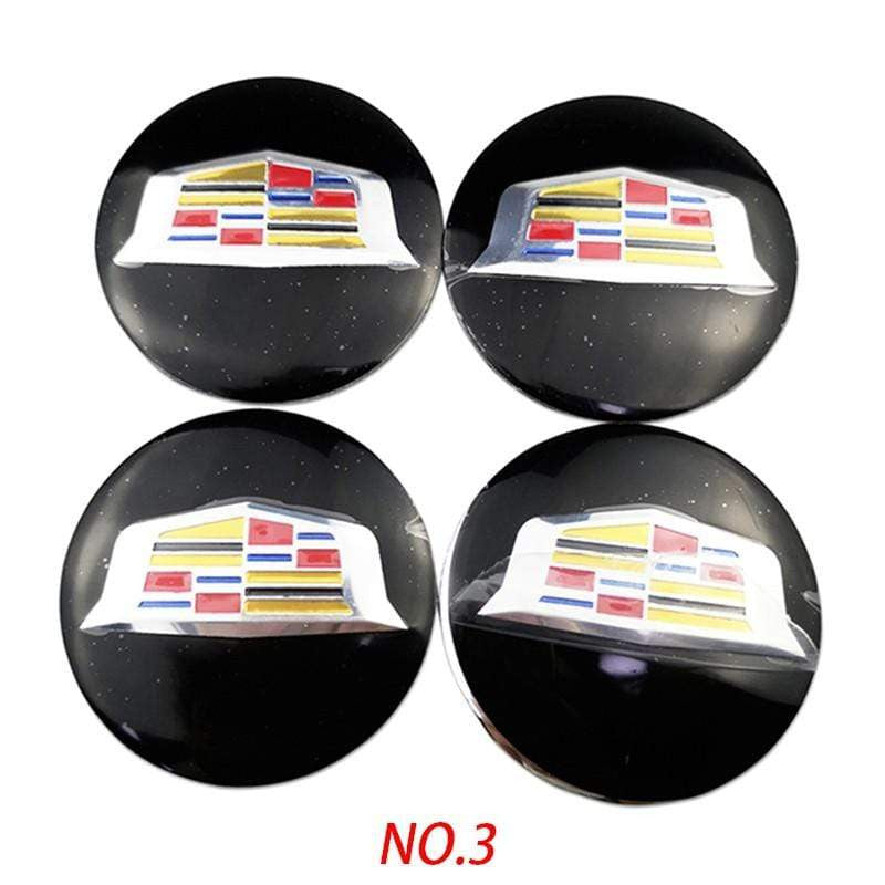 4PCS 56mm Cadillac Route US 66 Car Wheel Center Hub Cap Sticker Auto Tire Emblem Badge Decal-Realmancar