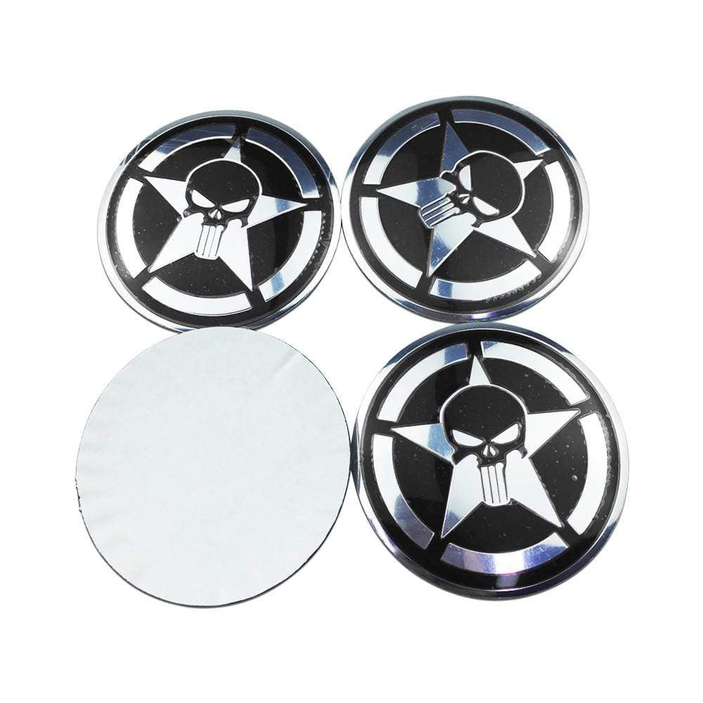 4PCS 56mm Punisher Skull Car Wheel Center Hub Cap Sticker Auto Tire Emblem Badge Decal