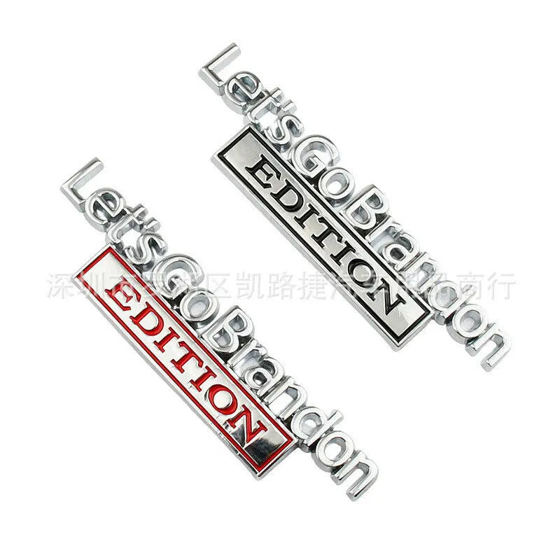 2x Lets Go Brandon Edition Car Emblem Fender Trunk Tailgate Metal Badge Sticker