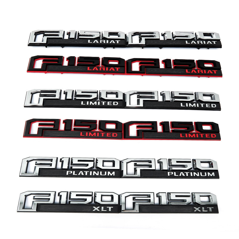 2pcs Ford F150 F150 LARIAT LIMITED PLATINUM XLT Fender Emblems Drivers Side Rear Sticker - larahd