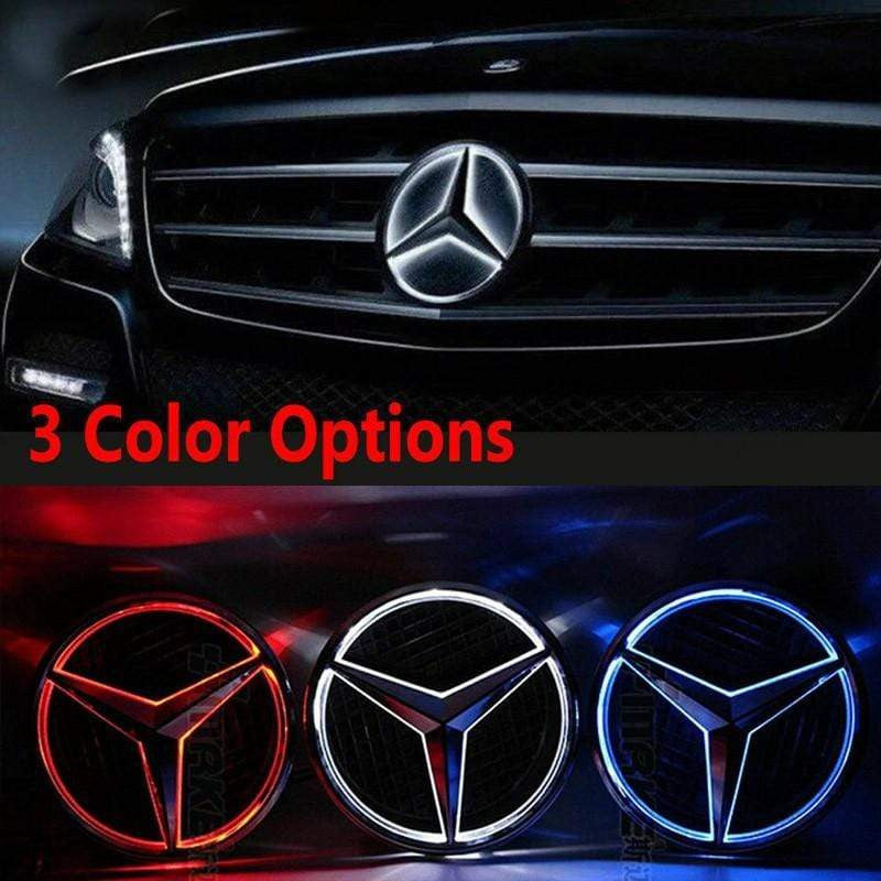 LED  Illuminated Front Light Logo Car Front Grill Grille Star Emblem Badge for Mercedes-Benz-Realmancar