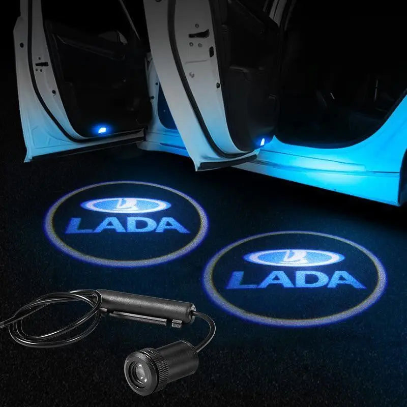 2pcs LED Car Door Courtesy Projector Laser Ghost Shadow Light For LADA Logo