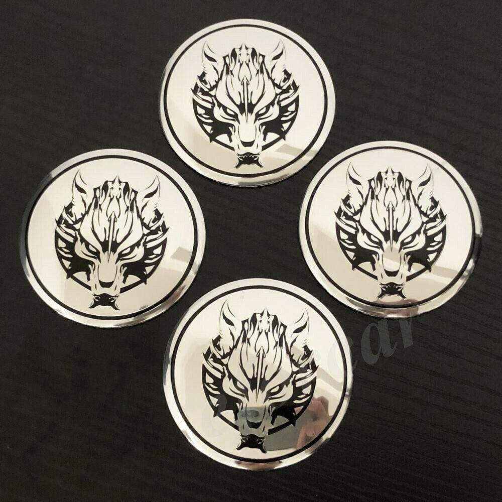 4pcs 56mm Wolf Head Car Wheel Center Hub Cap Badge Emblem Decal Stickers