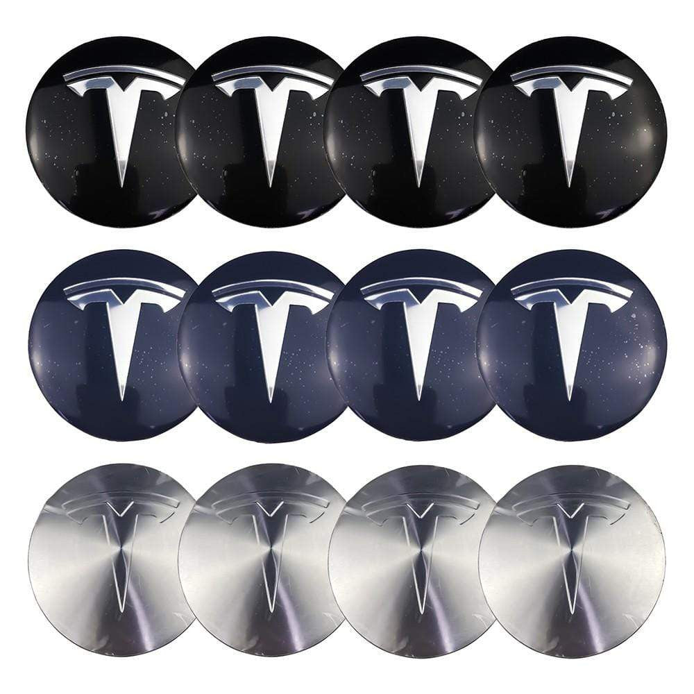 4PCS 56mm Tesla Logo Car Wheel Center Hub Cap Sticker Auto Tire Emblem Badge Decal - larahd