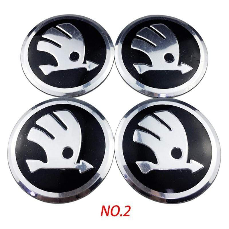 4pcs 56mm Skoda Modified VRS Car Wheel Center Hub Cap Sticker Auto Tire Emblem Badge Decal Accessories - larahd