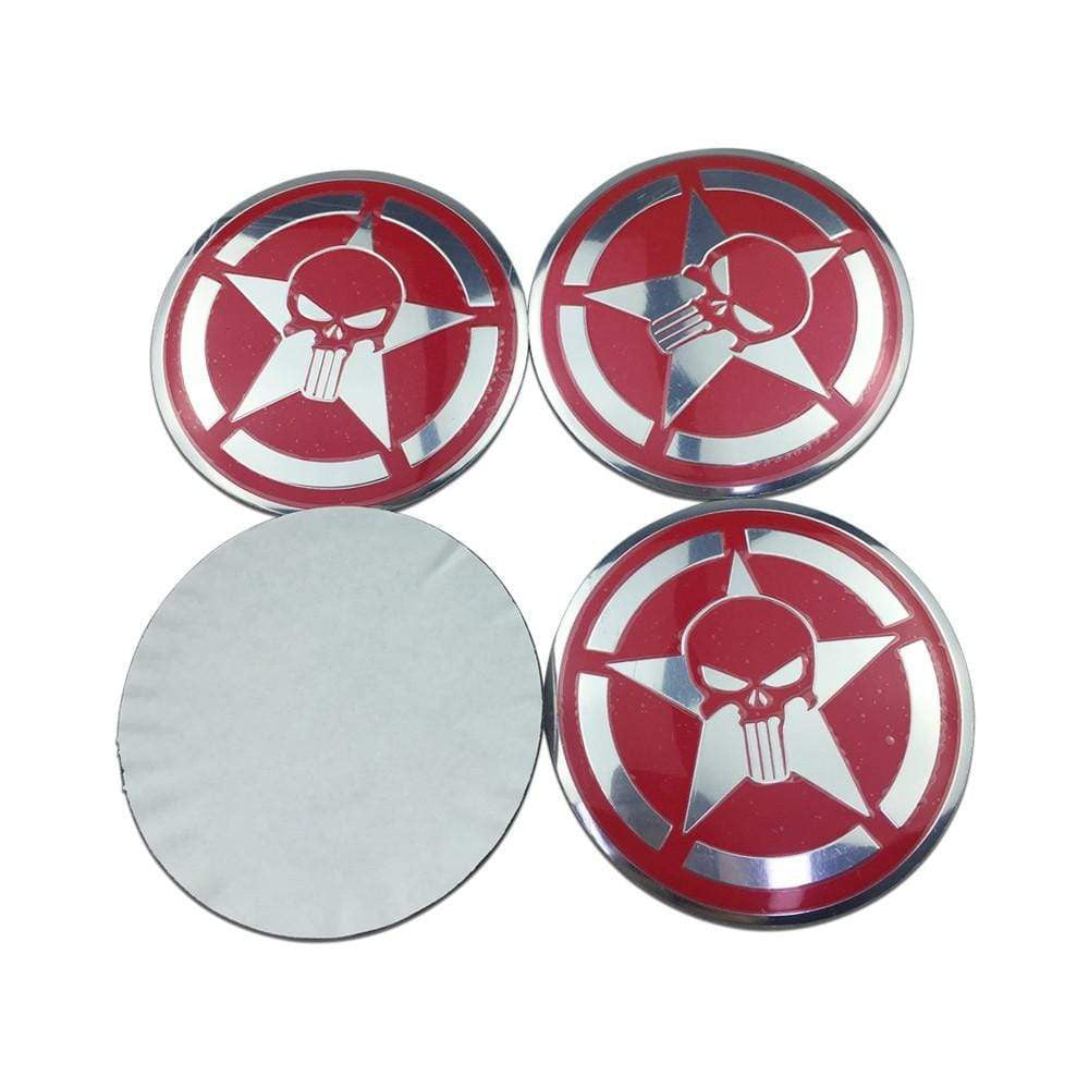 4PCS 56mm Punisher Skull Car Wheel Center Hub Cap Sticker Auto Tire Emblem Badge Decal